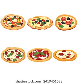 various variations of pizza, vector design set