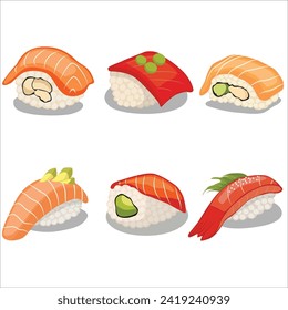 various variations of sushi, vector design set