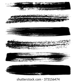Various vector black brush strokes silhouettes big collection