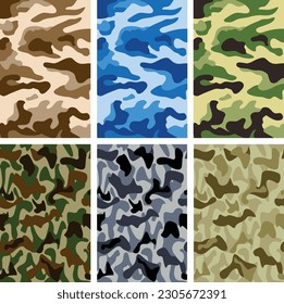 various vector camouflage pattern for military or hunting