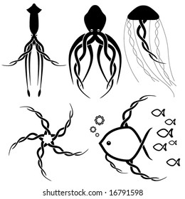 Various vector celtic sealife tattoo designs