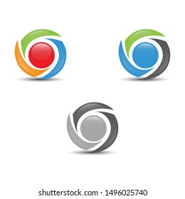 Various Vector circle logo design set. Abstract flow logo template.Round shape and infinity loop symbol