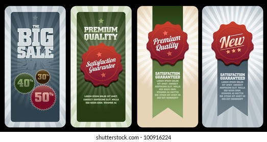 Various vector commercial banners. Elements are layered separately in vector file. Easy editable.