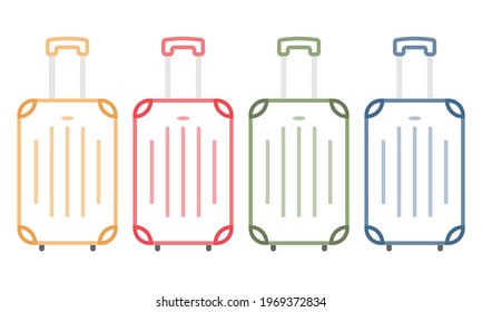 Various vector contour suitcases on a white background. travel luggage.