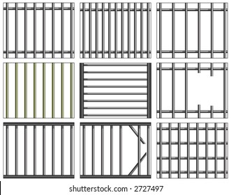 Various vector designs of prison bars and grills