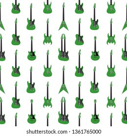 various vector electric guitars seamless pattern green