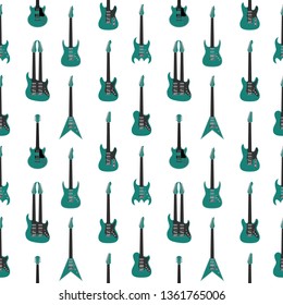 various vector electric guitars seamless pattern turquoise aqua blue