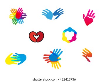 various vector hand logo illustrations