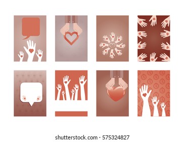 Various vector icon set of charity on white background