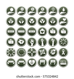 Various vector icon set of charity on white background