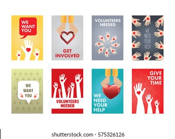 Various vector icon set of volunteers on white background svg