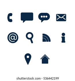 Various vector icons of communication on white background