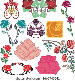 various vector images of flowers