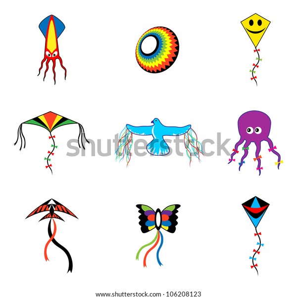 Various Vector Kites Stock Vector (Royalty Free) 106208123