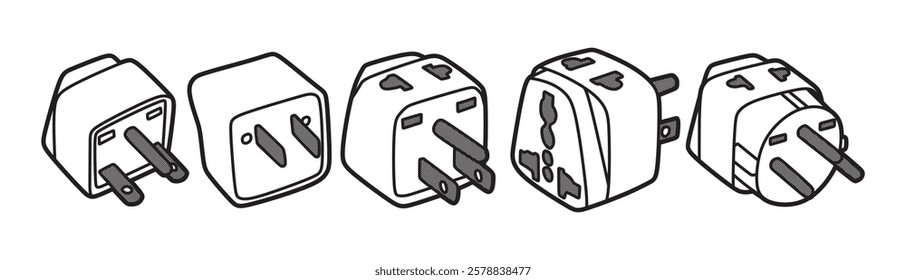 various vector line art power plug images