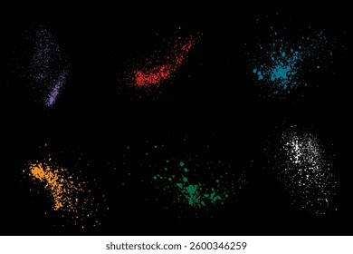 Various vector purple, golden, blue, green, white, and red color blood splash illustration brushstroke collection