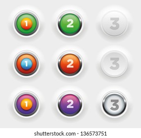 Various vector raised buttons collection. Elements are layered separately.