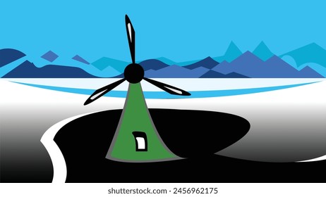 Various vector scenery win mill . Eps 10 icon set.