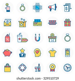 Various vector shop, store icons suitable for infographics, websites and print media.