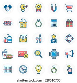 Various vector shop, store icons suitable for infographics, websites and print media.