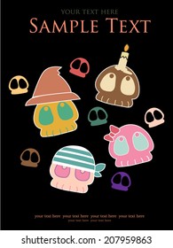 various vector skulls cute, Halloween