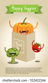 Various vegetable characters icons set vector illustration