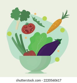 various vegetables in a green bowl