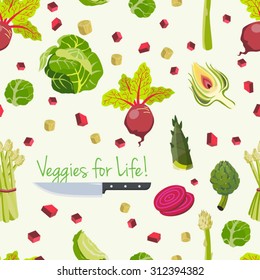 Various vegetables icons set seamless pattern vector illustration