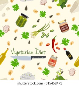 Various vegetables icons set seamless pattern vector illustration