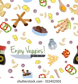 Various vegetables icons set seamless pattern vector illustration