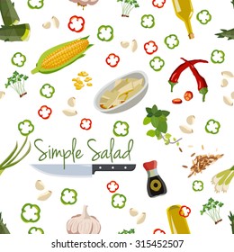 Various vegetables icons set seamless pattern vector illustration