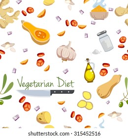 Various vegetables icons set seamless pattern vector illustration