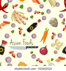 Various vegetables icons set seamless pattern vector illustration