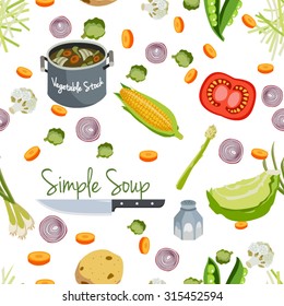 Various vegetables icons set seamless pattern vector illustration