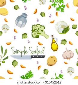 Various vegetables icons set seamless pattern vector illustration