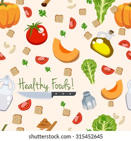 Various vegetables icons set seamless pattern vector illustration