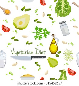 Various vegetables icons set seamless pattern vector illustration