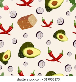 Various vegetables icons set seamless pattern vector illustration