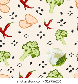 Various vegetables icons set seamless pattern vector illustration