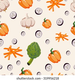 Various vegetables icons set seamless pattern vector illustration