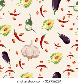 Various vegetables icons set seamless pattern vector illustration