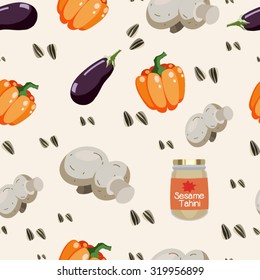 Various vegetables icons set seamless pattern vector illustration