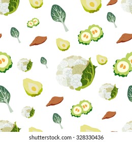 Various vegetables icons set seamless pattern vector illustration