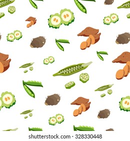 Various vegetables icons set seamless pattern vector illustration