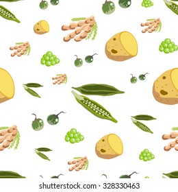 Various vegetables icons set seamless pattern vector illustration