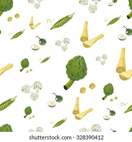 Various vegetables icons set seamless pattern vector illustration