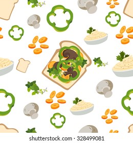 Various vegetables icons set seamless pattern vector illustration