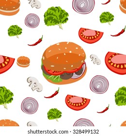 Various vegetables icons set seamless pattern vector illustration