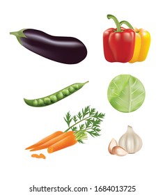 Various vegetables isolated. vector illustration