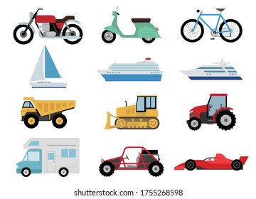 Various vehicle and ship icons